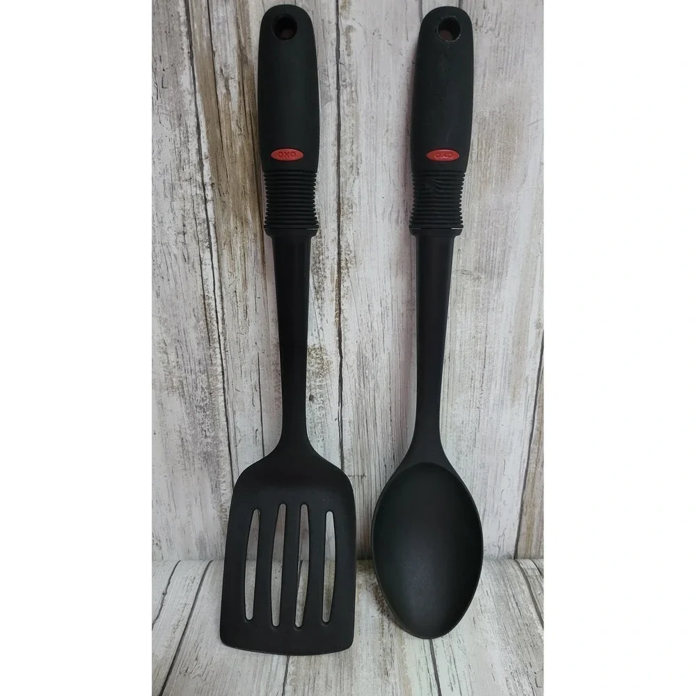 OXO Black Utensil Set Slotted Spatula Serving Spoon Kitchen Gadgets
